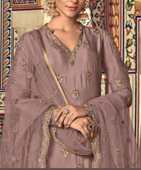 Purple Cold Shoulder Pakistani Palazzo Suit