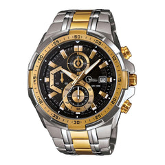 Casio Edifice Chronograph Black Dial Silver & Gold Tone Watch Men EFR