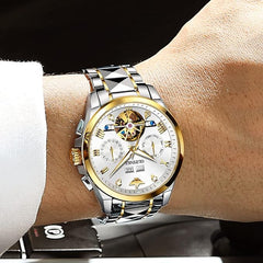 OUPINKE Automatic Mechanical Tungsten Steel Sapphire Glass Wristwatch 40MM 5ATM