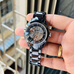 Rado Swiss Black Dial With Black Steel Strap Watch For Men