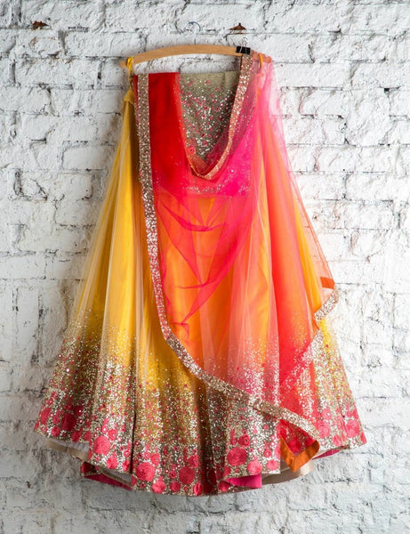 Yellow & Pink Beautiful Lehnga Choli With Dupatta