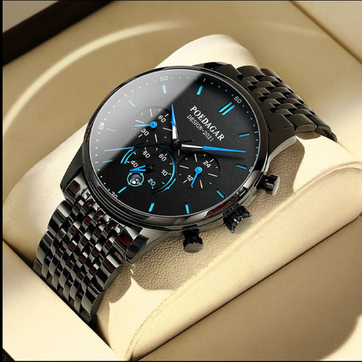 HUDLOT ultra-thin-minimalist-sport-chronograph-quartz-mesh-stainless-steel-watch-waterproof-luminous-fashion-wristwatch