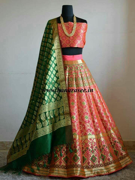 Pink & Green Fabulous Lehnga Choli With Dupatta
