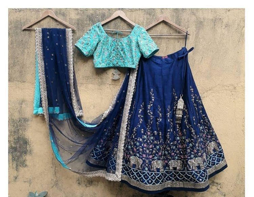 Blue Stunning Semi-Stitched Lehnga Choli With Dupatta