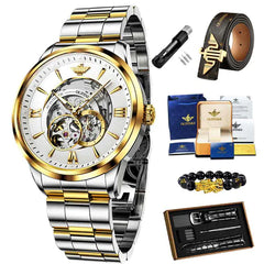 2023 New Genuine Brand Men's Watch Waterproof Luxury Fashion Hollow Automatic Mechanical Watch Luminous Stainless Steel Watch Gif
