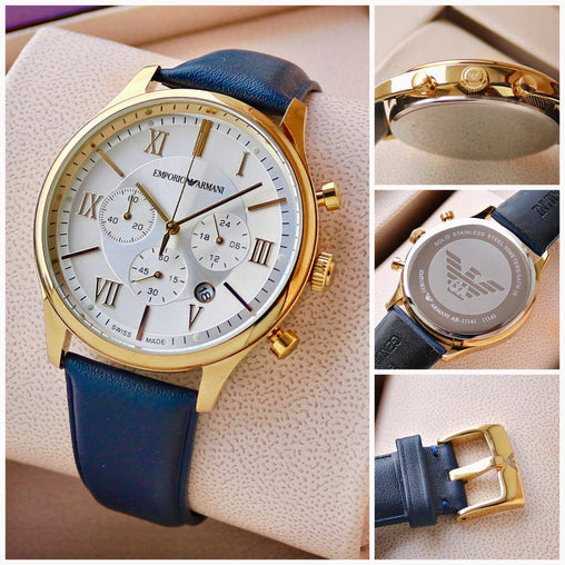 Emporio Armani Watch Watch with Sweat Leather strap.