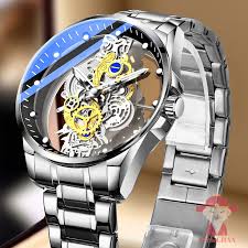 The Topic- Men's Clear Cover Quartz Watch Men Stainless Steel Waterproof Watch, Business  Quartz Watch for Men -123
