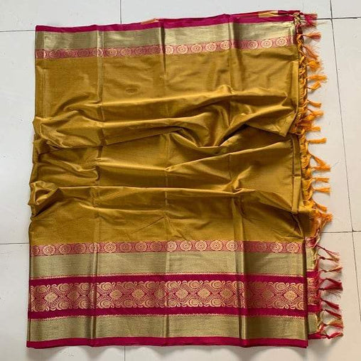 EXOTIC COLLECTION YELLOW & PINK SILK SAREE WITH BLOUSE