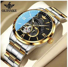 2023 New Genuine Brand Men's Watch Waterproof Luxury Fashion Hollow Automatic Mechanical Watch Luminous Stainless Steel Watch Gif