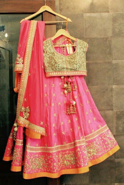 Pink Gorgeous Semi-Stitched Lehnga Choli With Dupatta
