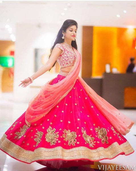 Pink Impressive Lehnga Choli With Dupatta