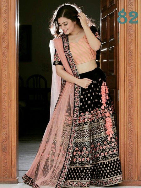 Pink & Black Fashionable Lehnga Choli With Dupatta